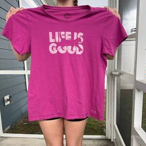 Life is Good pink cat t-shirt